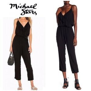 New. V-neck ruffle trim jumpsuit. NWOT